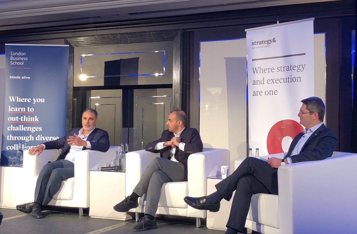 Abdulrahman Tarabzouni, CEO and managing director of STV and Faisal Rehman, partner and Middle East Head of SoftBank Investment Advisers, in a discussion moderated by London Business School’s Gary Dushnitsky.