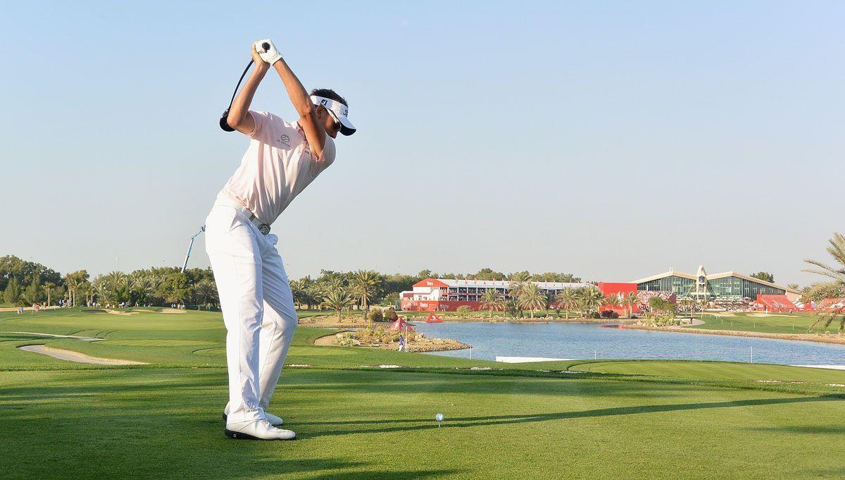 Ian Poulter of England tees off on the 18th hole during the final round of the Abu Dhabi HSBC Golf Championship at Abu Dhabi Golf Club on January 24 2016 in Abu Dhabi United Arab Emirates  Photo by Matthew Lewis/Getty Images