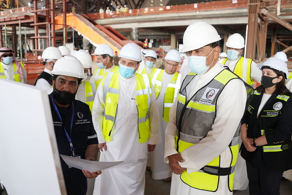 Prime Minister Sheikh Sabah Al-Khaled Al-Sabah tours Kuwait International Airport Terminal 2 building project.