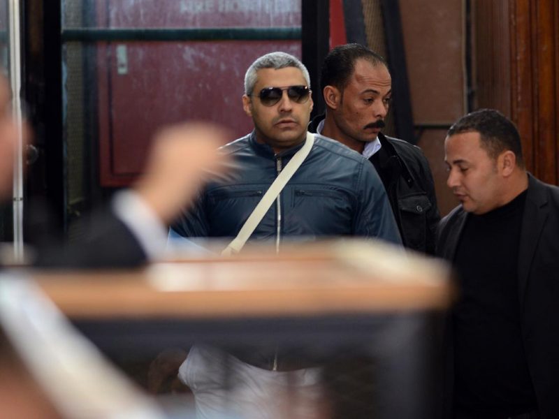 Qatar-based Al-Jazeera English journalist Egyptian-Canadian Mohamed Fahmy arrives at the court in Cairo for his retrial. (AFP/Getty Images)