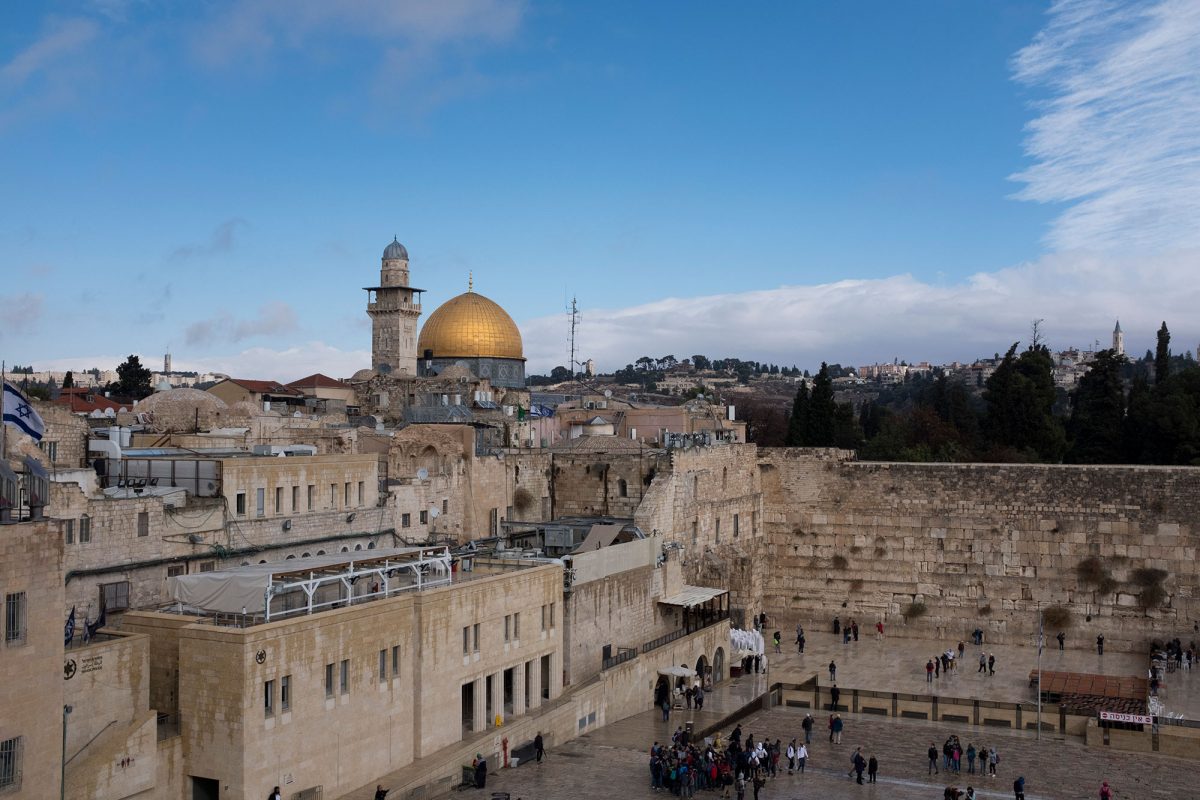 A view of the Western Wall and the golden Dome of the Rock Islamic shrine on December 6, 2017 in Jerusalem.