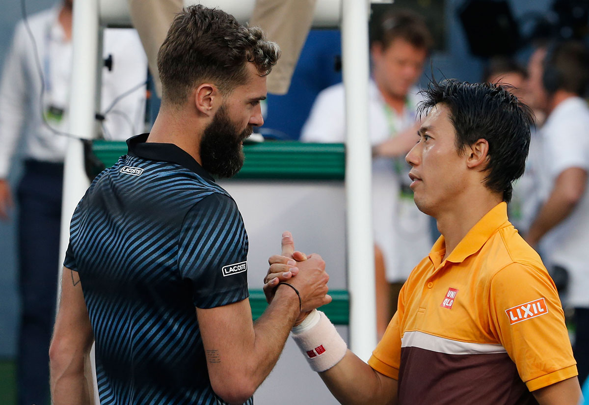 Nishikori saved eight break points in the opening set to blunt the Frenchman's attack, with two breaks in the second set enough to ensure victory.