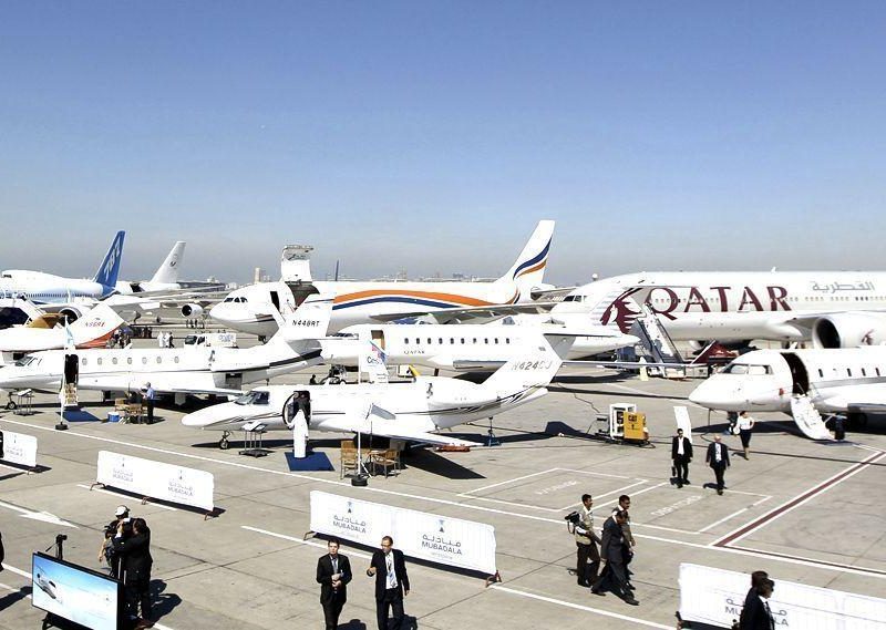 A general view shows on November 14, 2011 the Dubai Airshow, which opened the previous day with some analysts doubting that Gulf carriers, big spenders in recent years, will be doing much big-ticket buying. (AFP/Getty Images)