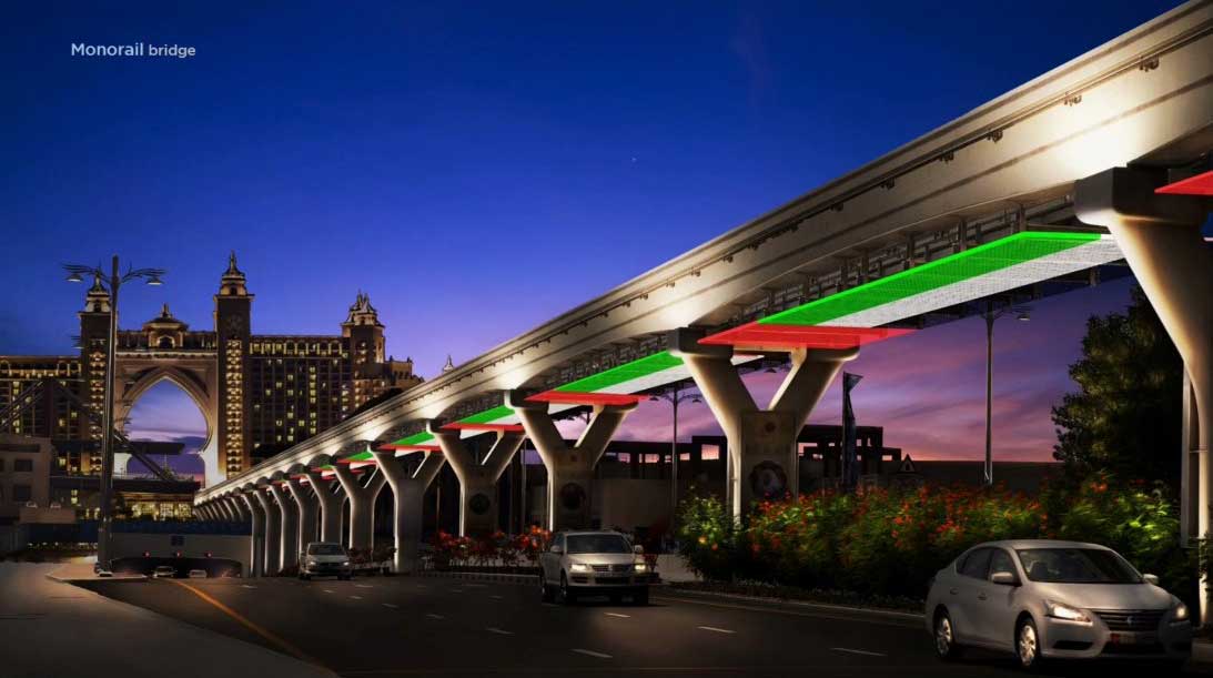 Nakheel Properties announced plans to light up the trunk of the iconic Palm Jumeirah island with a 16 km of light display for festive days and national holidays.