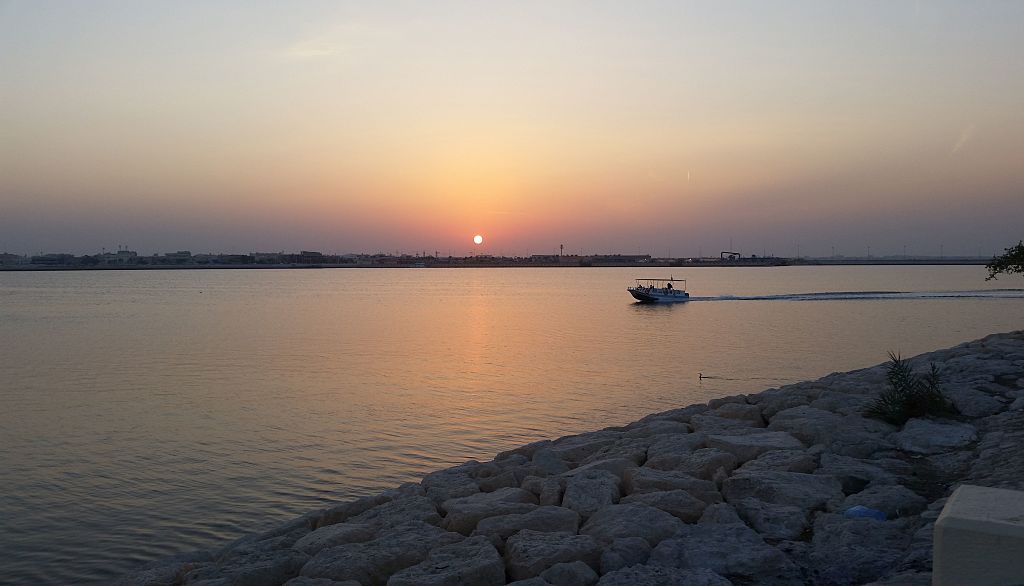 Saudi families enjoy a ride on a touristic boat along the corniche in Qatif, 400km east of the capital Riyadh. (FAYEZ NURELDINE/AFP/Getty Images)