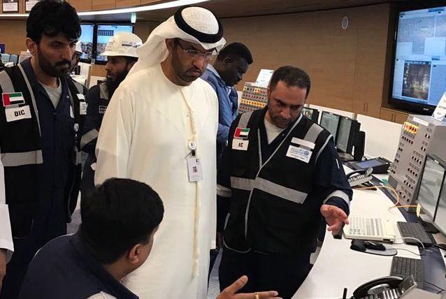 ADNOC CEO Sultan Al Jaber with command team at Ruwais (Image: Twitter @AdnocGroup)