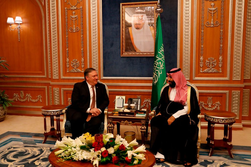 US Secretary of State Mike Pompeo (left) meets with Saudi Crown Prince Mohammed bin Salman in Riyadh on October 16 2018 
Photo: LEAH MILLIS/AFP/Getty Images.