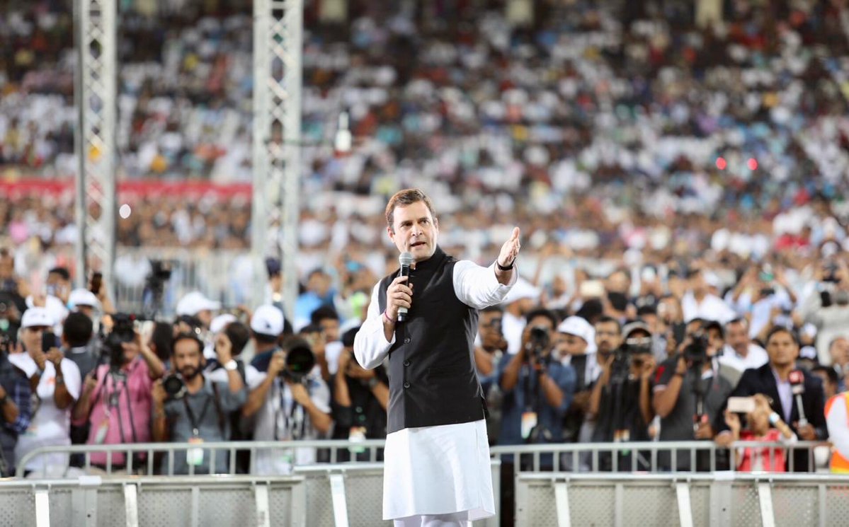 Voice of change more than 30,000 supporters filled the Dubai International Cricket Stadium on January 11 to hear Rahul Gandhi speak