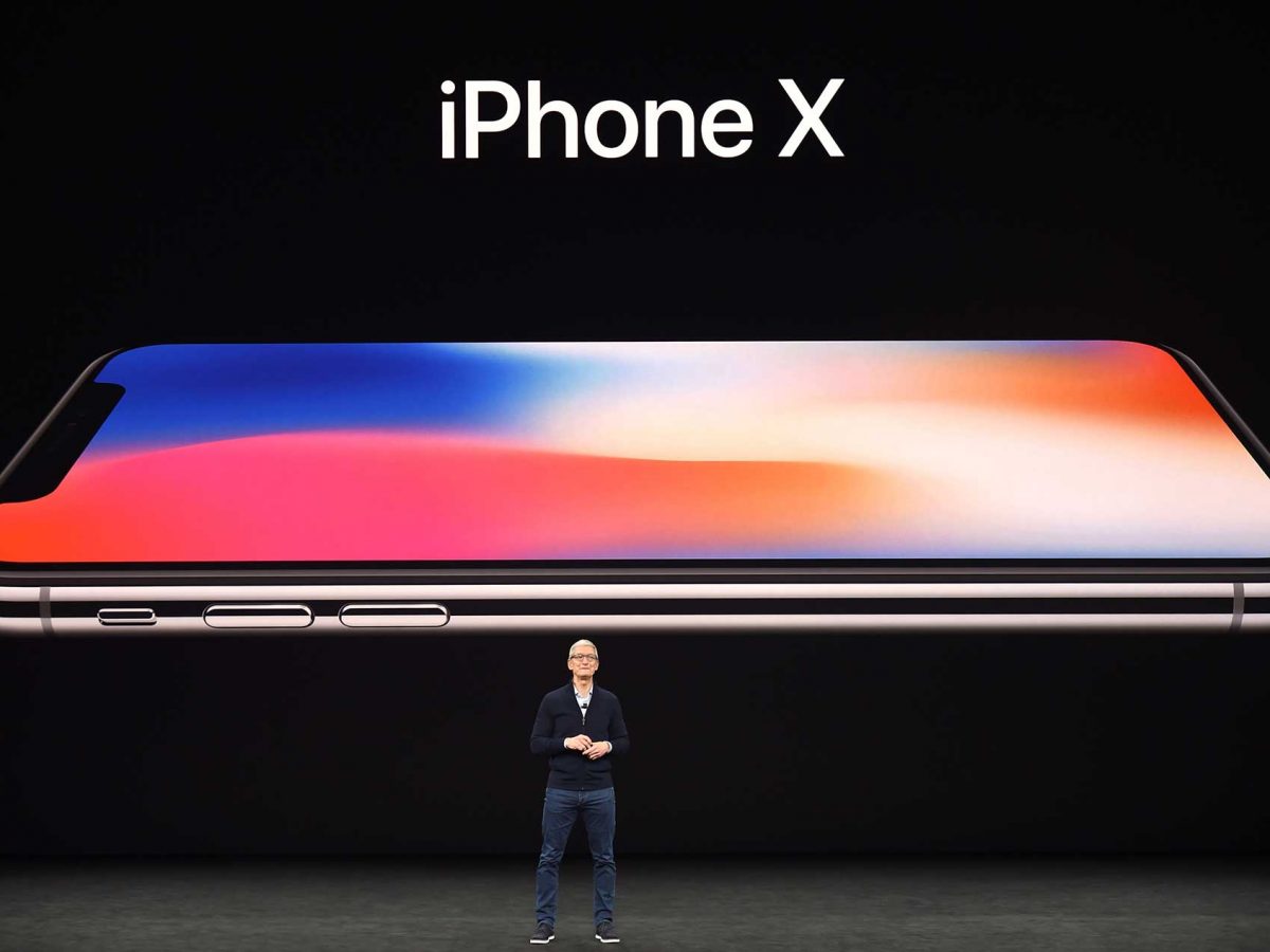 Apple CEO Tim Cook speaks about the new iPhone X during a media event at Apple's new headquarters in Cupertino, California on September 12, 2017.