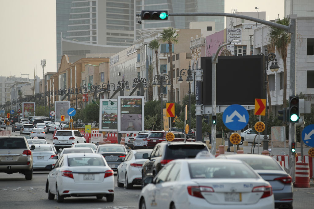 RIYADH SAUDI ARABIA  JUNE 20  Cars drive along a busy street on June 20 2018 in Riyadh Saudi Arabia In a largescale effort to develop public transportation the city is investing in the Riyadh Metro project which will include six lines with 85 stations across 176 kilometers  Photo by Sean GallupGetty Images