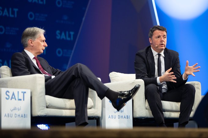 Matteo Renzi - who was prime minister of Italy between February 2014 and December 2016 - speaking at the SALT Abu Dhabi forum.