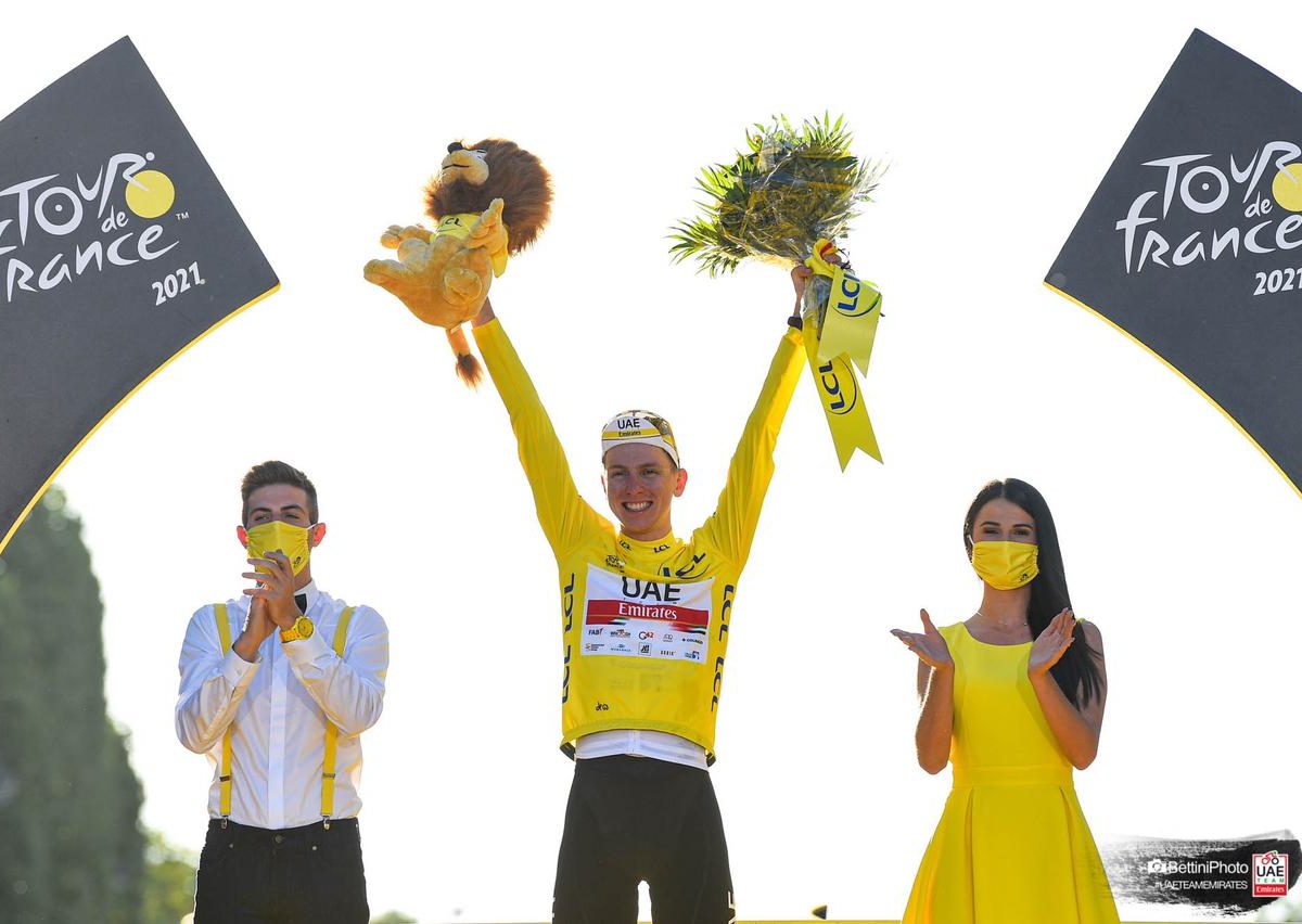 Tadej Pogacar recently won his second Tour de France in UAE Team Emirates colours.