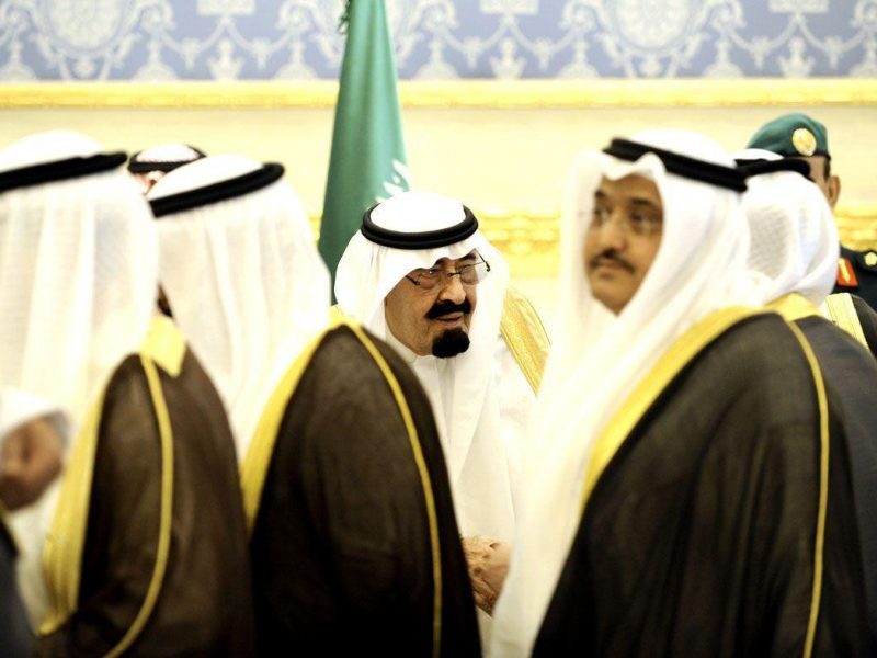 Saudi King Abdullah bin Abdul Aziz shakes hands with arriving delegations during a welcoming ceremony for GCC leaders attending a summit in Riyadh. (AFP/Getty Images)