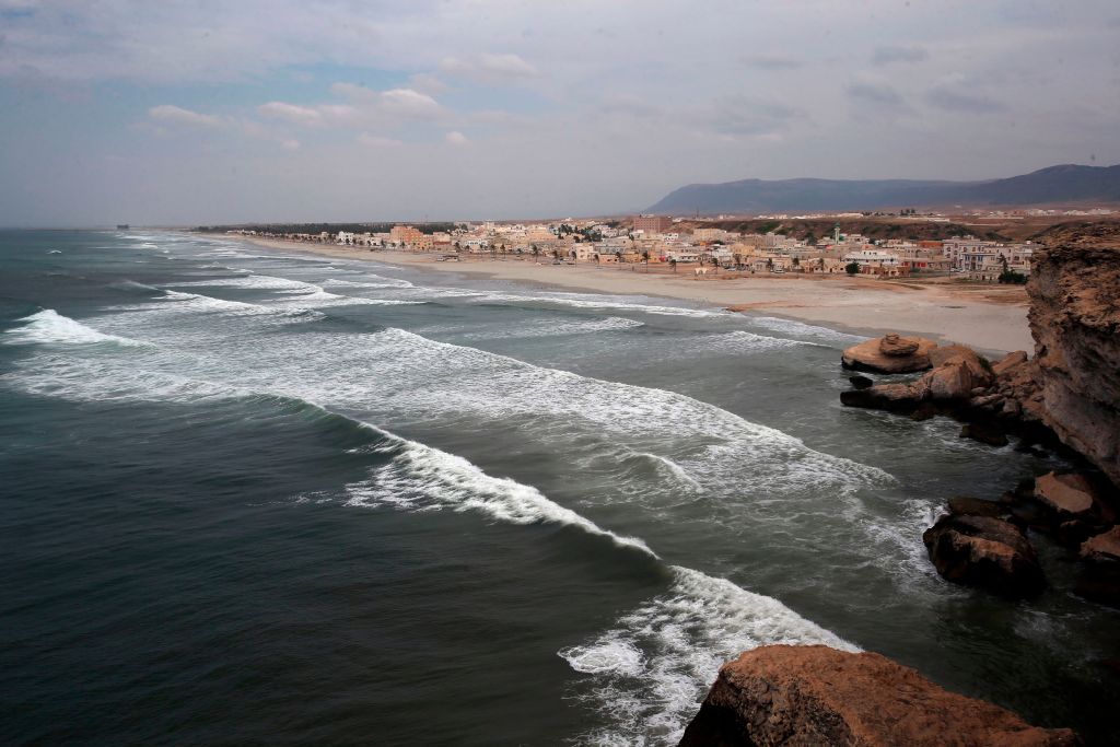 Waves crash on the shore of the southern city of Salalah on October 12 2018 as Cyclone Luban approaches on southern parts of Oman  
Photo credit should read MOHAMMED MAHJOUBAFPGetty Images