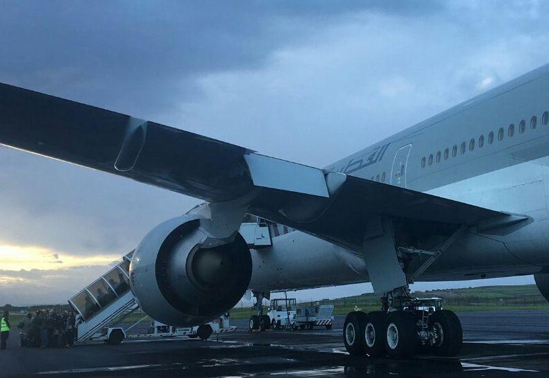 Qatar Airways flight landed at Terceira Island. Image: Twitter/Azad Essa