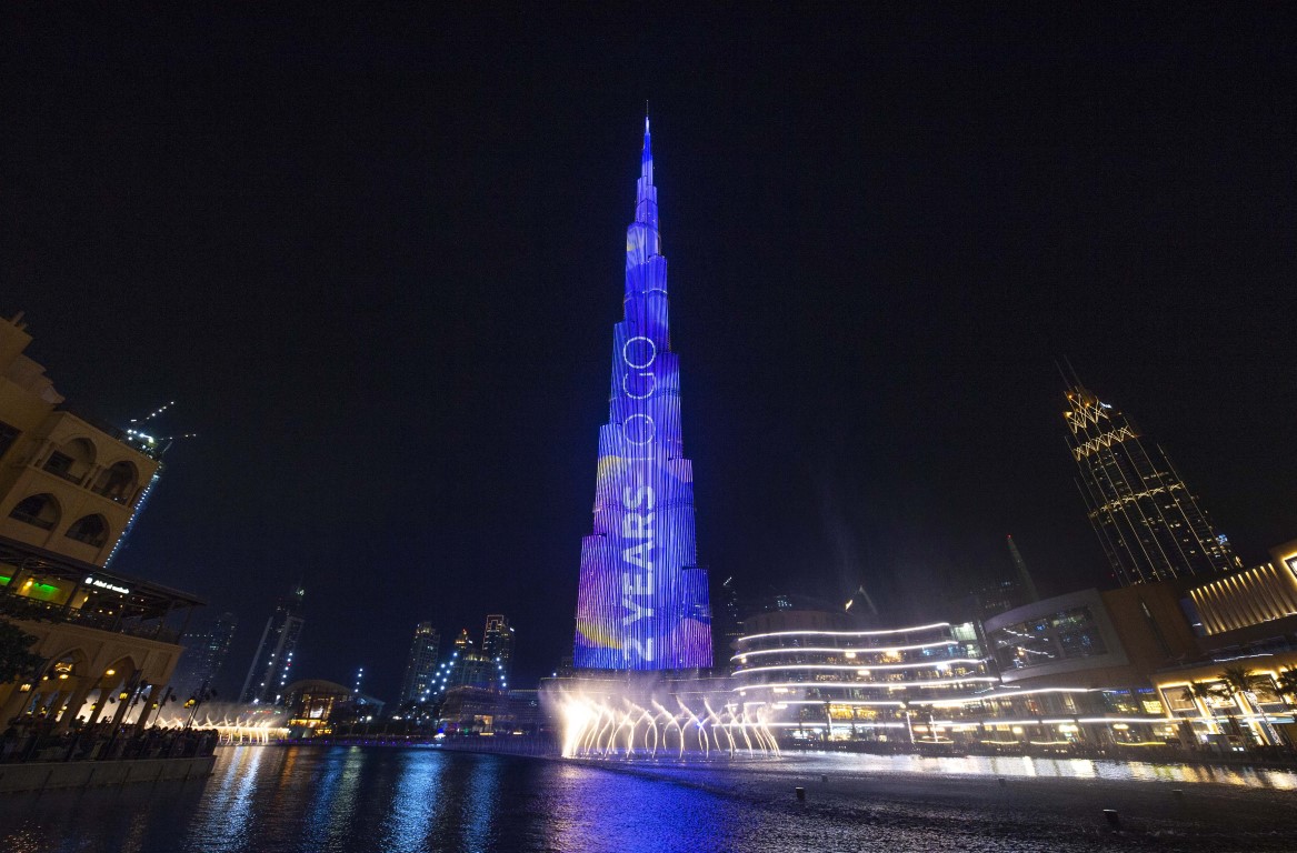 Dubai marked two years to go milestone with a choreographed show and three-minute projection on the Burj Khalifa, part of a larger public event attended by thousands at Burj Park in Downtown Dubai.