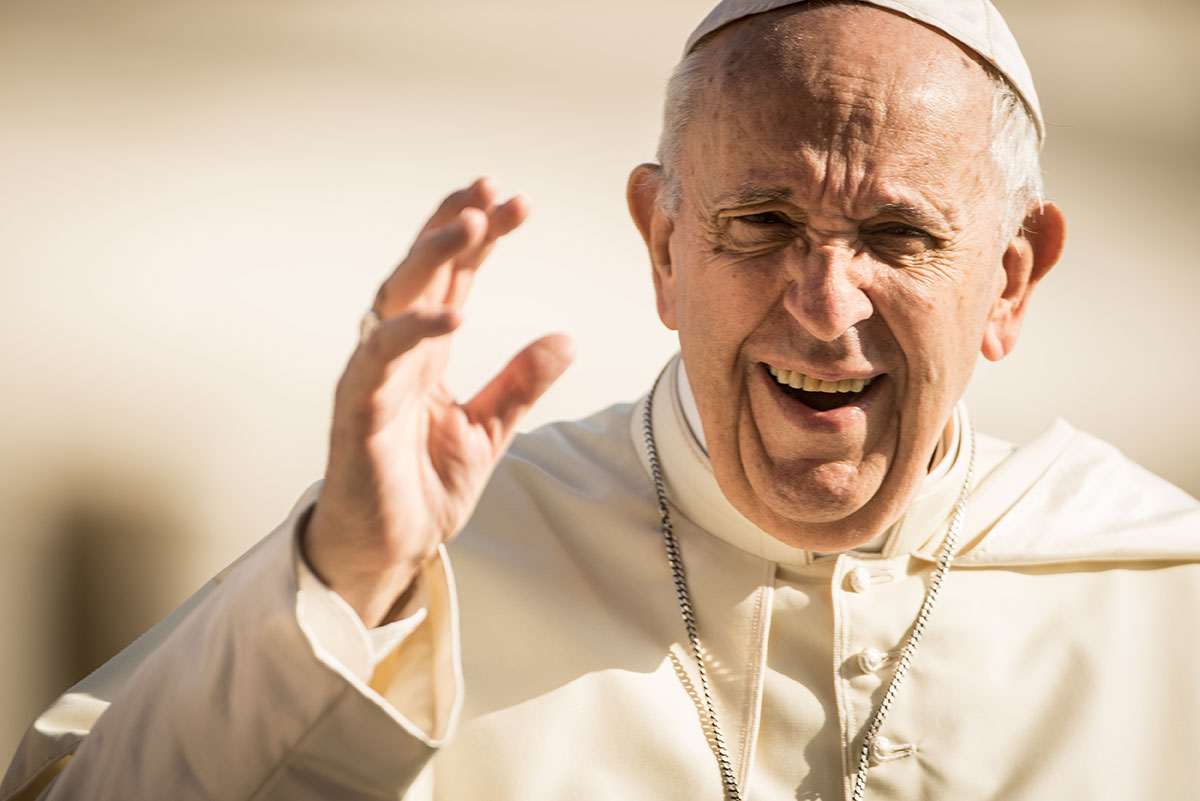 Pope Francis holds his General Weekly Audience in St Peter's Square in Vatican City, Vatican. (Photo by Giulio Origlia/Getty Images)