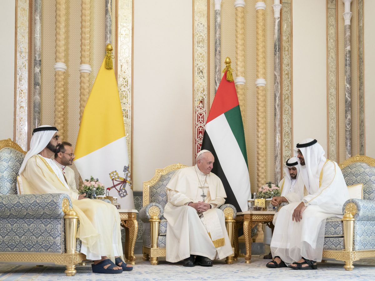 Pope Francis said he was happy to visit the UAE, pointing out that his visit represented a new stage in the history of human fraternity. (WAM)