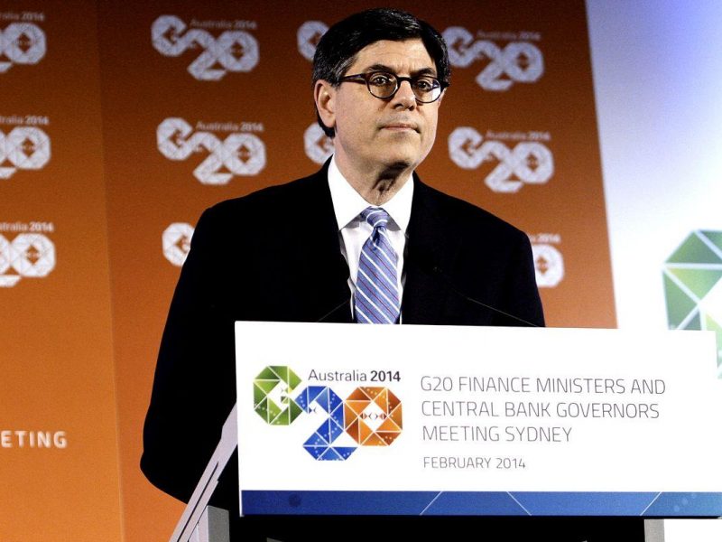 US Treasury Secretary Jack Lew speaks to the media at the close of the G20 Finance Ministers and Central Bank Governors meetings. (Getty Images)