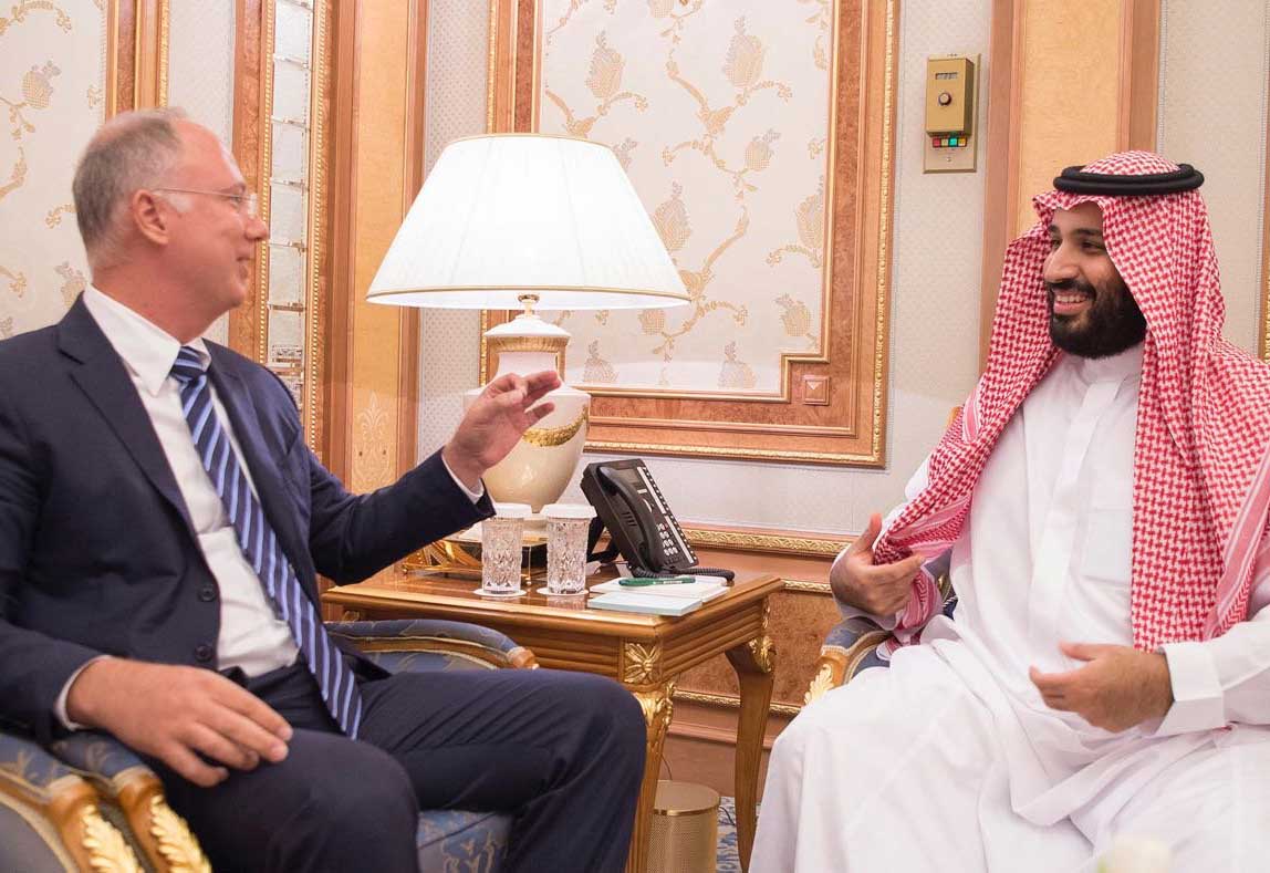 RDIF CEO Kiril Dmitriev pictured with Saudi Crown Prince, Mohammed bin Salman