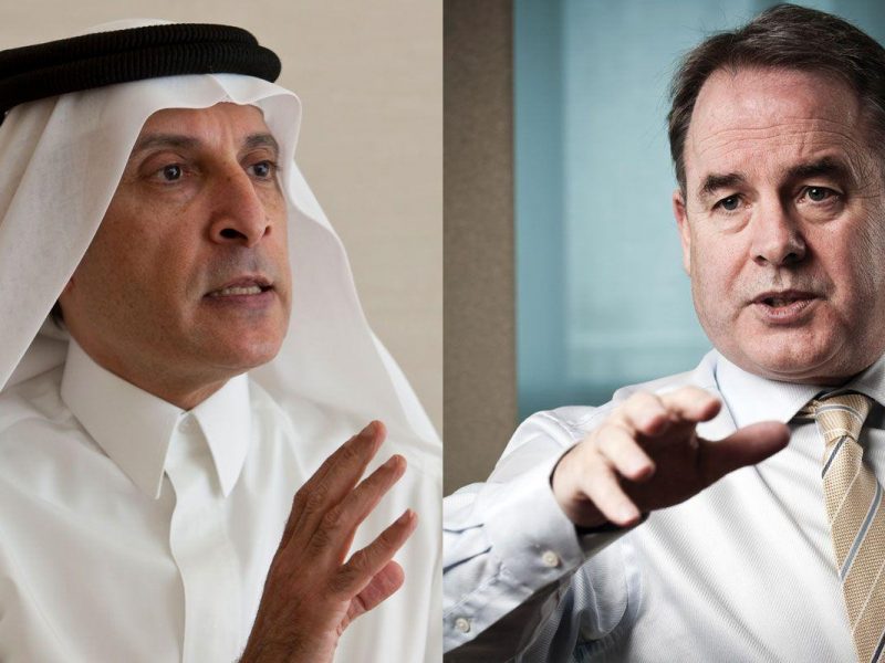 Akbar Al Baker, CEO of Qatar Airways (left), and James Hogan, president and CEO of Etihad Airways (right).