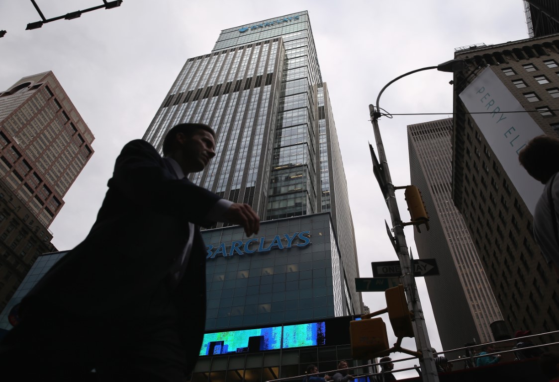 The Barclays building - formerly the Lehman Brothers headquarters towers over Midtown Manhattan - in New York City. Photo by John Moore/Getty Images