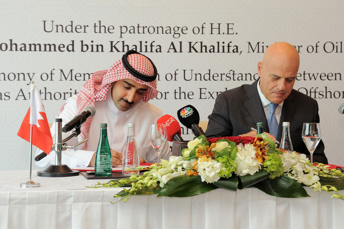 H.E. Shaikh Mohammed bin Khalifa Al Khalifa, Minister of Oil and Mr. Claudio Descalzi, Eni's CEO signed the memorandum of understanding (MoU)