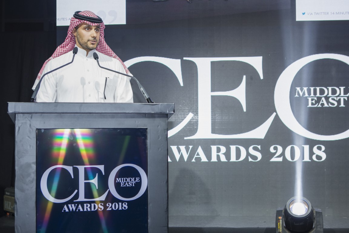 Prince Khaled bin Alwaleed, founding chairman of KBW Ventures and KBW Investments, speaking at the CEO Middle East awards at Dubai’s Rixos Premium, JBR. 
Photo by LESTER APUNTARITP Images