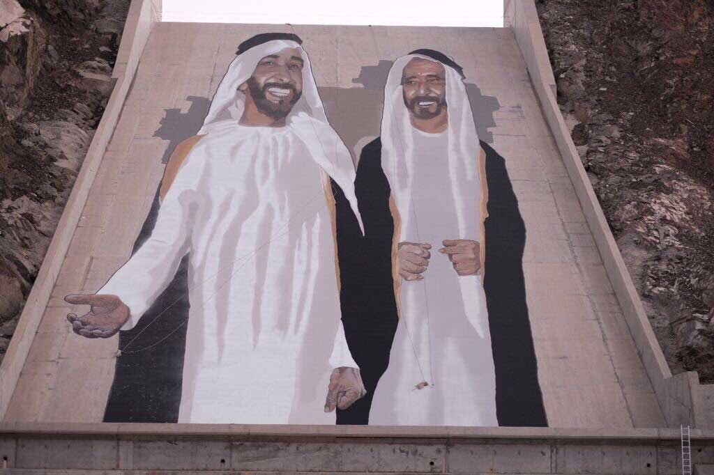 One of the world’s largest murals - depicting the UAE’s founding fathers - has been painted on the UAE’s south-east Hatta mountain range, on the border with Oman.