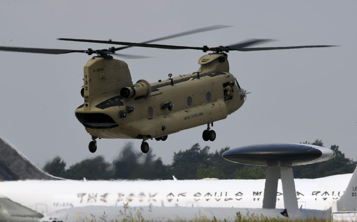 The possible sale to Saudi Arabia is for CH-47F Chinook cargo helicopters and related equipment. (Ralf Hirschberger/AFP/Getty Images)