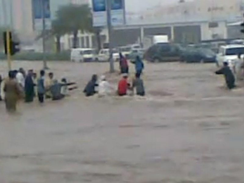 The protest, a rare expression of dissent in the monarchy, has been called against poor infrastructure after deadly floods swamped the city