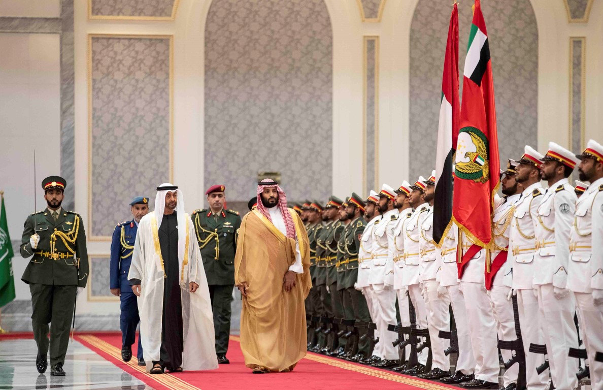 Abu Dhabi's Crown Prince Mohammed bin Zayed welcomed the Saudi Crown Prince on his first stop in the UAE. (Photo: WAM)