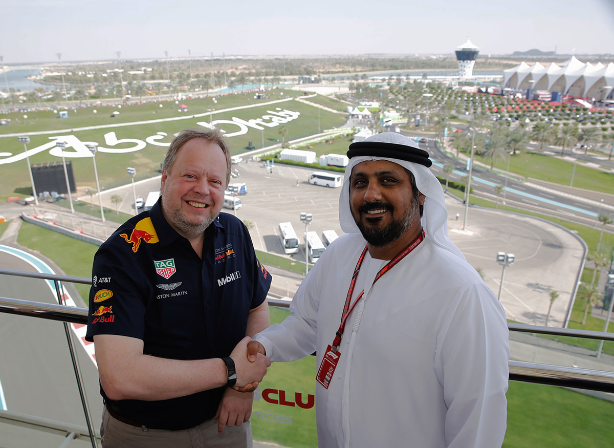 The partnership was signed by Aston Martin Lagonda President and group CEO Dr Andy Palmer and Yas Marina Circuit CEO Al Tareq Al Ameri.