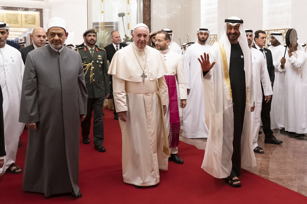 Sheikh Mohamed bin Zayed receives Pope Francis and Dr Ahmad Al Tayyeb during historic three-day visit to the UAE.