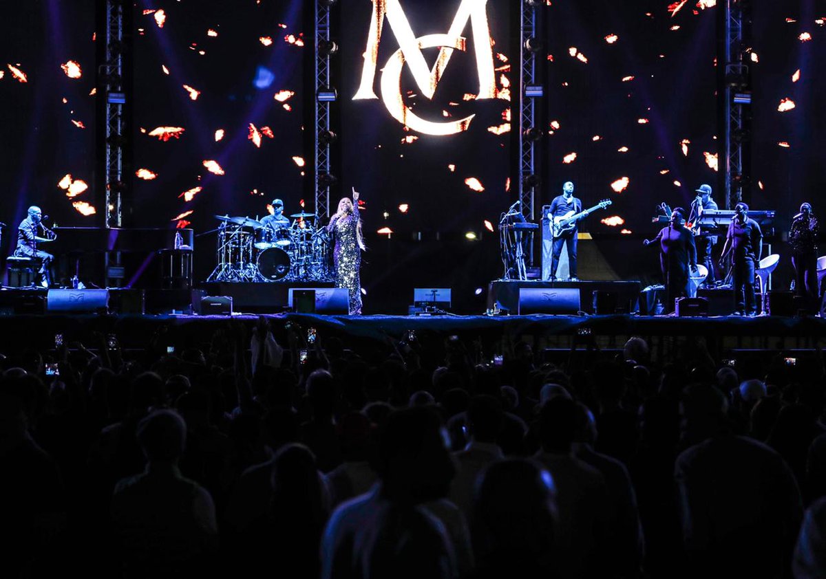 Singer Mariah Carey peforms on stage at the Bay La Sun resort in King Abdullah Economic City,.as part of the Saudi International tournament, the first major golf event in Saudi Arabia.