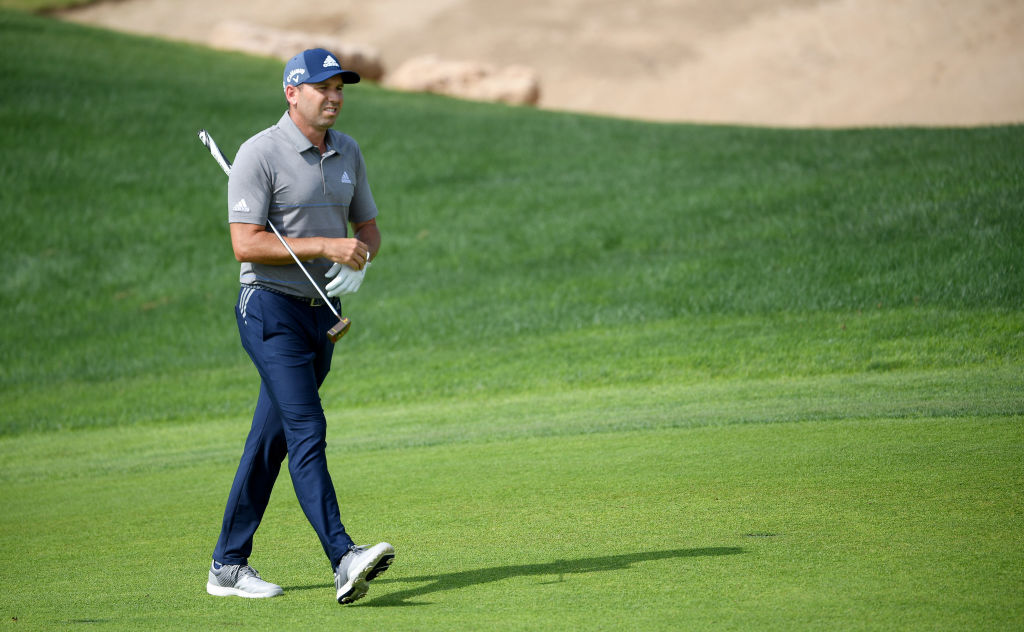 Sergio Garcia of Spain in action during the third round of the Saudi International at the Royal Greens Golf  Country Club. (Ross Kinnaird/Getty Images)