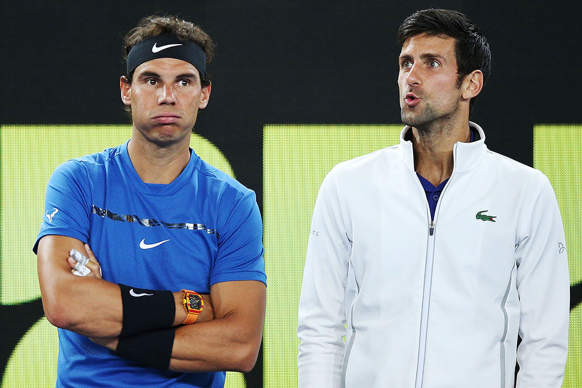 Rafael Nadal and Novak Djokovic. (Photo by Michael Dodge/Getty Images)