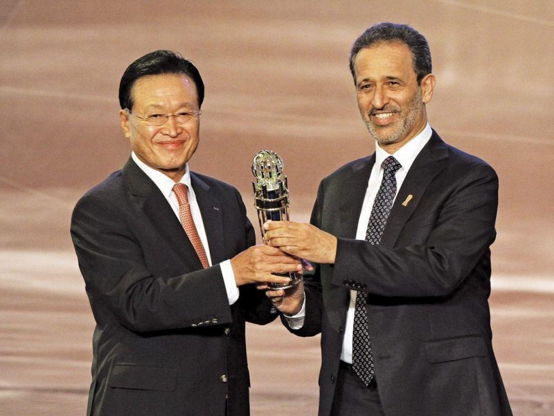 Yousuf Al Serkal (right) shown here with Korea Football Association president Cho Chung Yun