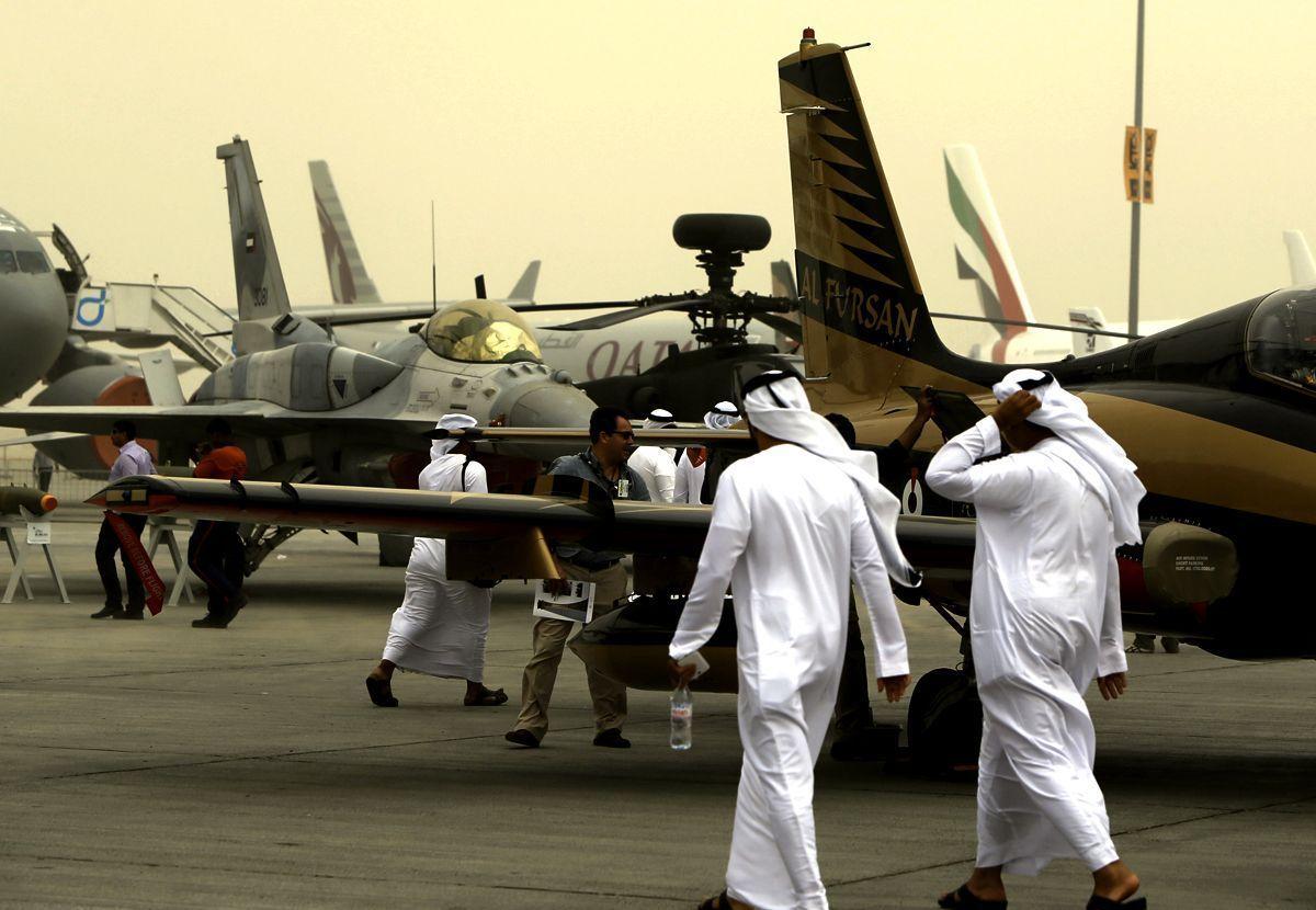 Visitors attend the Dubai Airshow on November 17, 2013, in the United Arab Emirates capital Dubai. (AFP/Getty Images)