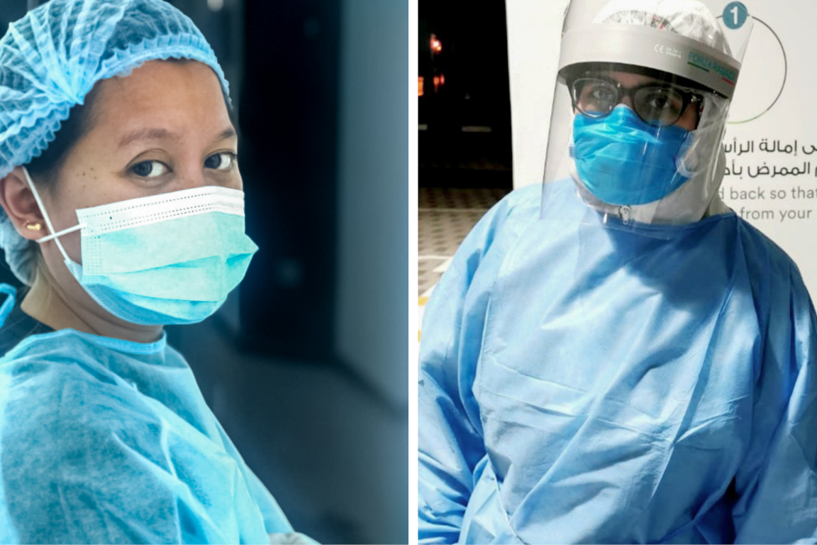 Rhemzel Borreros (left), a cleaner in a Dubai-based dental practice, and physical therapist Uzma Javed