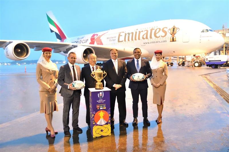 Emirates airline is one of Rugby World Cup's worldwide partners.