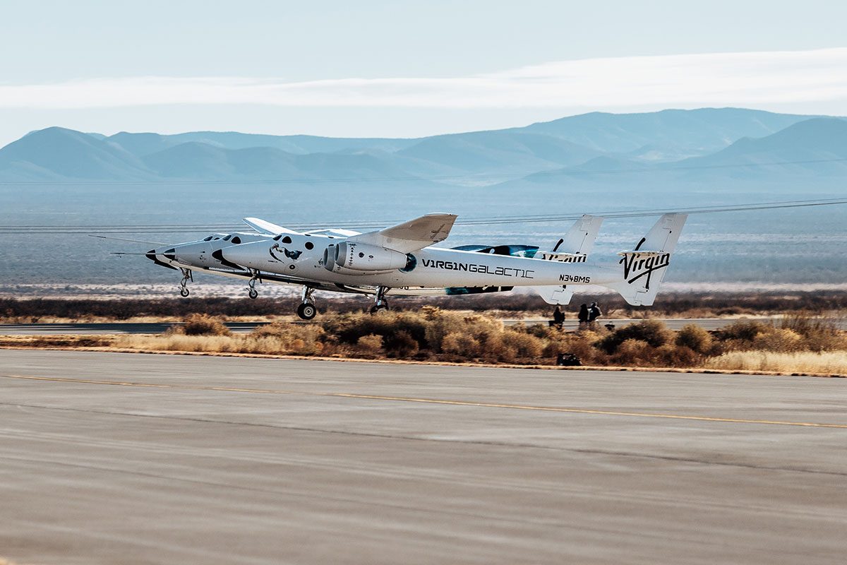 SpaceShipTwo Unity takes off for its Flight Test from New Mexico. Image: Virgin Galactic