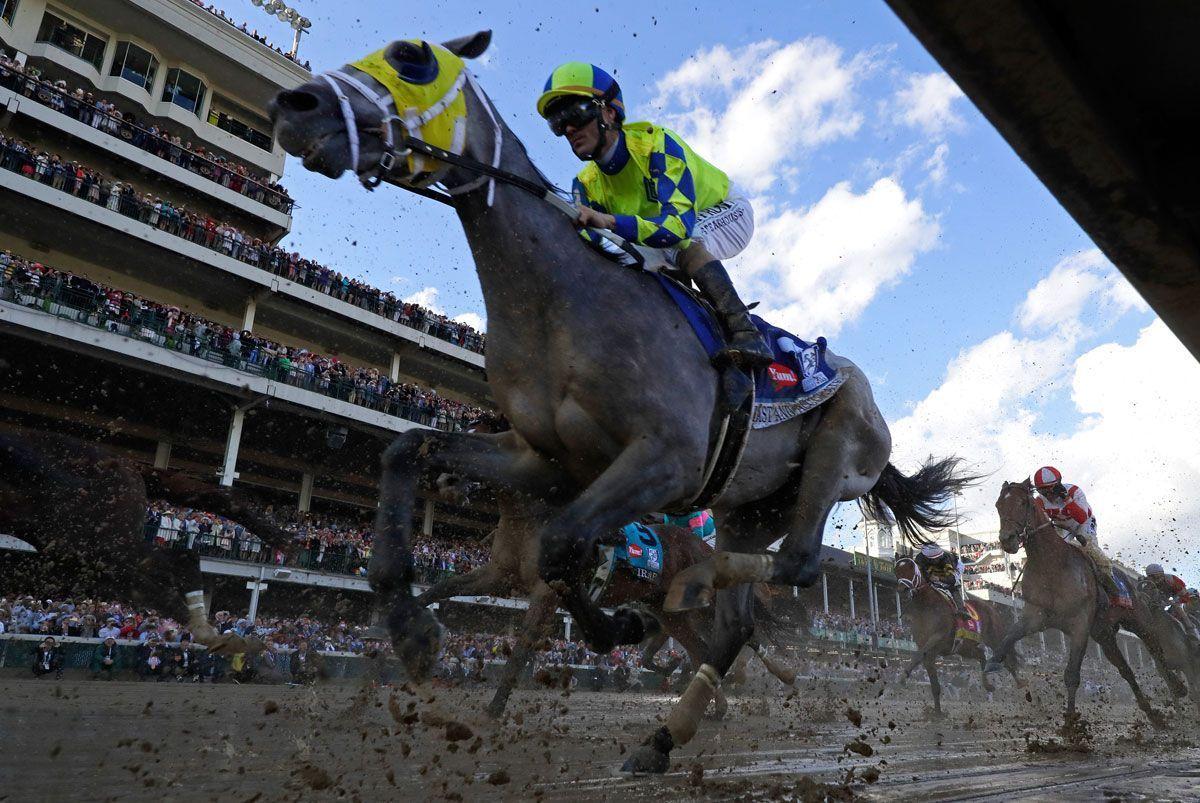 Always Dreaming #5, ridden by jockey John Velazquez, races down the front stretch during the 143rd running of the Kentucky Derby at Churchill Downs on May 6, 2017 in Louisville, Kentucky. (Getty Images)