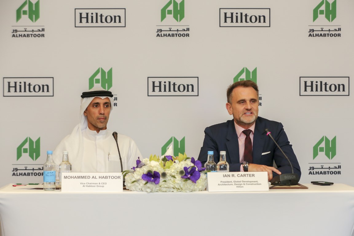 Mohammed Al Habtoor, vice chairman and CEO of Al Habtoor Group and Ian Carter, president of global development, architecture, design & construction of Hilton pictured at the press conference.