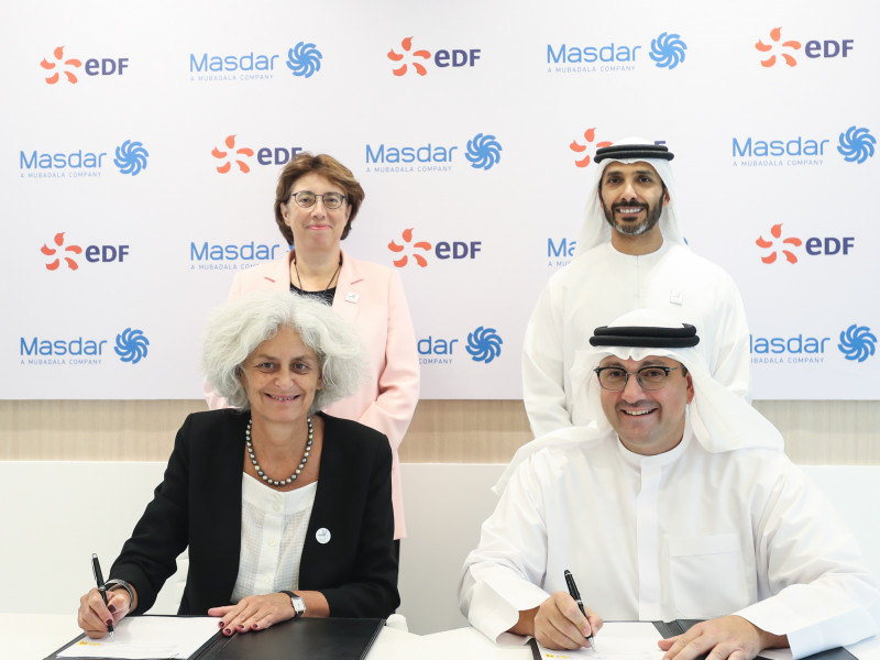 An agreement was signed on the sidelines of the World Energy Congress in Abu Dhabi by Mohamed Jameel Al Ramahi, CEO of Masdar, and Valerie Levkov, EDF senior vice-president, Africa, Middle East and the Mediterranean.