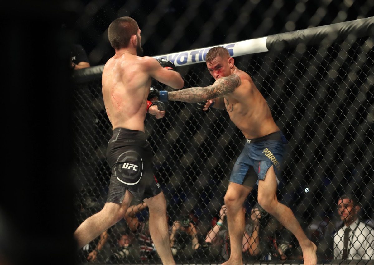 Russia’s Khabib Nurmagomedov emerged victorious over now former-interim champion Poirier after winning via a choke hold in the third round, after dominating him throughout the fight with his superior grappling ability.