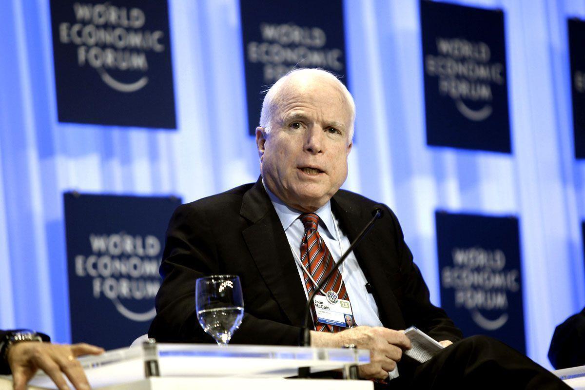 US Senator John McCain speaks during a panel discussion at the World Economic Forum on the Middle East and North Africa on the shores of the Dead Sea 55 kms southeast of the Jordanian capital Amman on May 25 2013 AFP PHOTOSTR        Photo credit should read STRAFPGetty Images