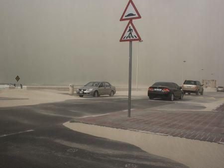 It was slow going on the roads as the high winds and sand in air reduced visibility.