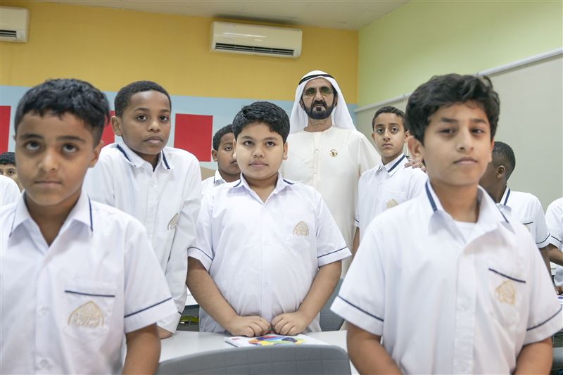 Sheikh Mohammed bin Rashid Al Maktoum during a visit to a school in the Eastern Region of the UAE.