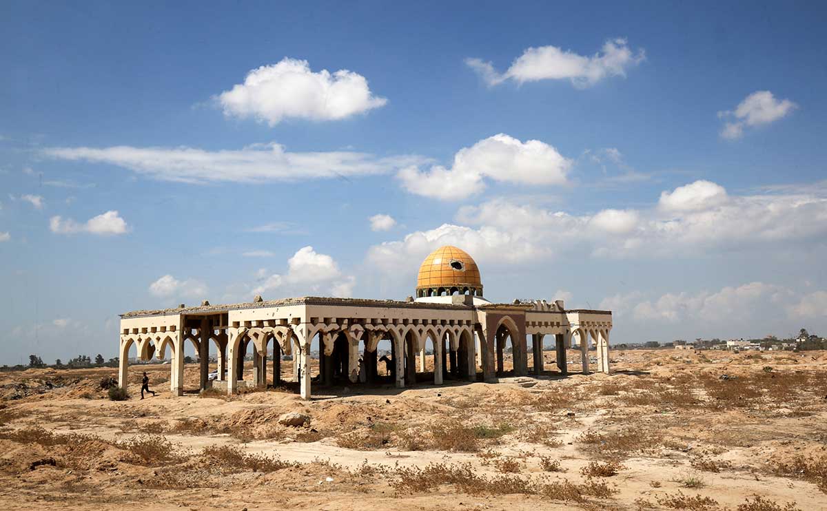 This picture taken on September 9, 2018 shows a view of the destroyed and deserted terminal of the Gaza Strip's former 'Yasser Arafat International Airport', in the Palestinian enclave's southern city of Rafah.